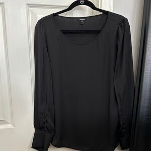 Express Black Button Sleeve Blouse